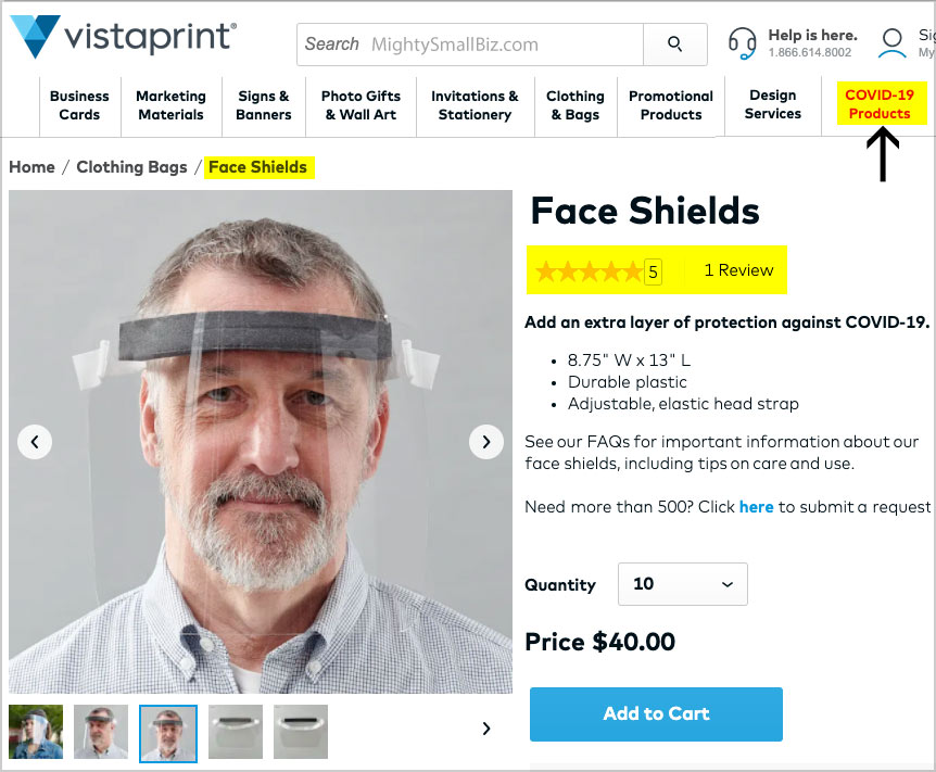 vistaprint face shields reviews